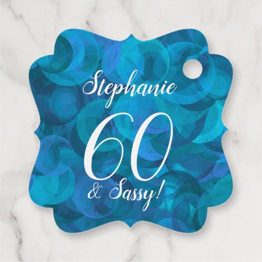 Ocean Blue 60 en Sassy Birthday Party Bedankjes Labels (Achterkant)