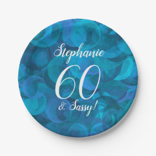 Ocean Blue 60 en Sassy Birthday Party Papieren Bordje