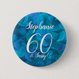 Ocean Blue 60 en Sassy Birthday Party Ronde Button 5,7 Cm