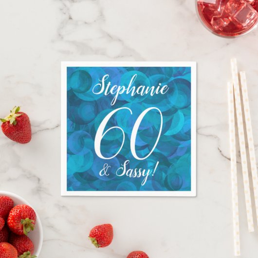 Ocean Blue 60 en Sassy Birthday Party Servet (Insitu)