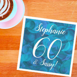 Ocean Blue 60 en Sassy Birthday Party Servet