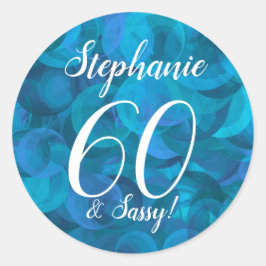 Ocean Blue 60 en Sassy verjaardagsgunst Ronde Sticker