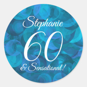 Ocean Blue 60 en Sensational Birthday Favor Ronde Sticker