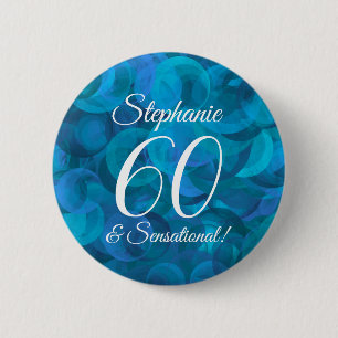 Ocean Blue 60 en Sensational Birthday Party Ronde Button 5,7 Cm