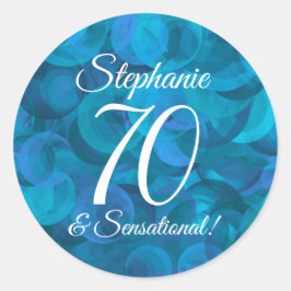 Ocean Blue 70 en Sensational Birthday Favor Ronde Sticker