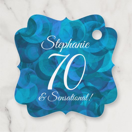 Ocean Blue 70 en Sensational Birthday Party Bedankjes Labels (Achterkant)