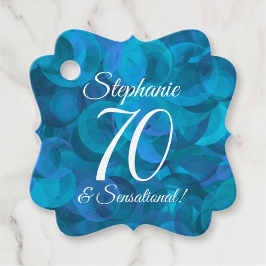 Ocean Blue 70 en Sensational Birthday Party Bedankjes Labels (Voorkant)