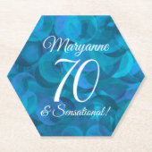 Ocean Blue 70 en Sensational Birthday Party Kartonnen Onderzetters (Voorkant)