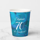 Ocean Blue 70 en Sensational Birthday Party Papieren Bekers (Achterkant)