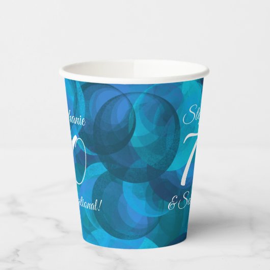 Ocean Blue 70 en Sensational Birthday Party Papieren Bekers (Links)