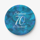 Ocean Blue 70 en Sensational Birthday Party Papieren Bordje (Voorkant)