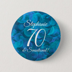 Ocean Blue 70 en Sensational Birthday Party Ronde Button 5,7 Cm