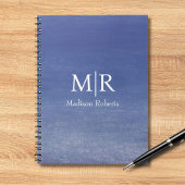 Ocean Blue aangepaste monogram naam Notitieboek