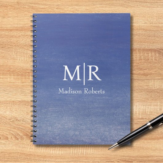 Ocean Blue aangepaste monogram naam Notitieboek