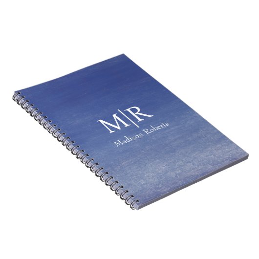 Ocean Blue aangepaste monogram naam Notitieboek (Rechterzijde)