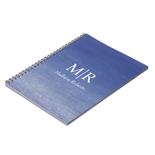 Ocean Blue aangepaste monogram naam Notitieboek (Linkerzijde)