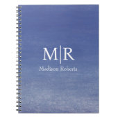 Ocean Blue aangepaste monogram naam Notitieboek (Voorkant)
