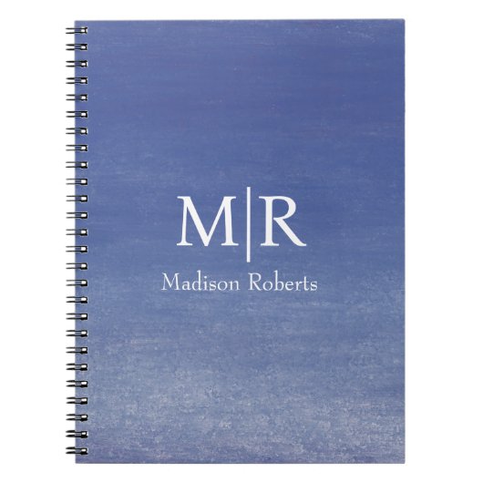 Ocean Blue aangepaste monogram naam Notitieboek (Voorkant)