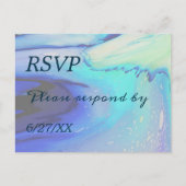Ocean Blue Abstract Beach Wedding Response Briefkaart (Voorkant)