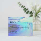 Ocean Blue Abstract Beach Wedding Response Briefkaart (Staand voorkant)
