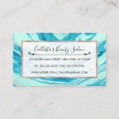 Ocean Blue Abstract Painted Beach Marmeren Golven Klantenkaartje (Achterkant)