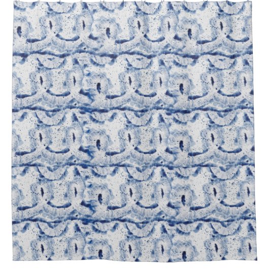 Ocean Blue Abstract Tie Dye Traditioneel Patroon Douchegordijn (Voorkant)