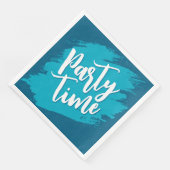 Ocean Blue Abstracte Paint Stroke Party Time Servet (Hoek)