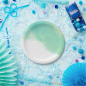 Ocean Blue Abstracte Waterverf bruiloft Papieren Bordje (Feest)