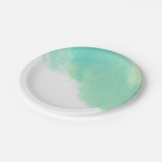 Ocean Blue Abstracte Waterverf bruiloft Papieren Bordje (Gekanteld)