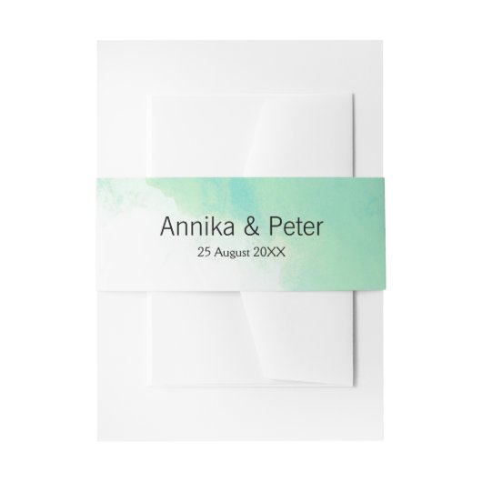 Ocean Blue Abstracte Waterverf bruiloft Uitnodigingen Wikkel (Voorkant Voorbeeld)