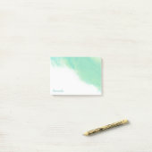 Ocean Blue Abstracte Waterverf met Monogram Post-it® Notes (Op bureau)