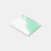 Ocean Blue Abstracte Waterverf met Monogram Post-it® Notes (Schuin)