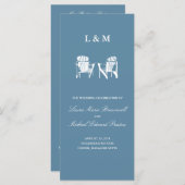 Ocean Blue Adirondack Stoelen Ceremonie Programma Programmakaart (Voorkant / Achterkant)