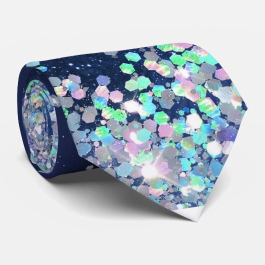 Ocean Blue Agate Glitter Sparkly Stropdas (Opgerold)