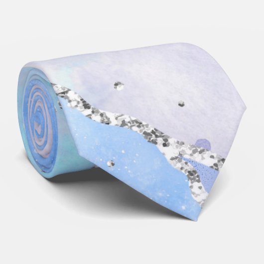 Ocean Blue Agate Glitter Sparkly Stropdas (Opgerold)