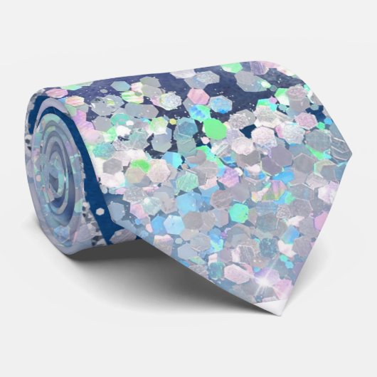 Ocean Blue Agate Glitter Sparkly Stropdas (Opgerold)