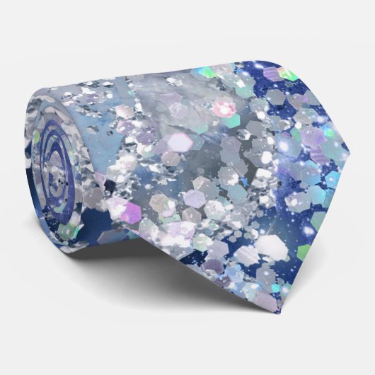 Ocean Blue Agate Glitter Sparkly Stropdas (Opgerold)