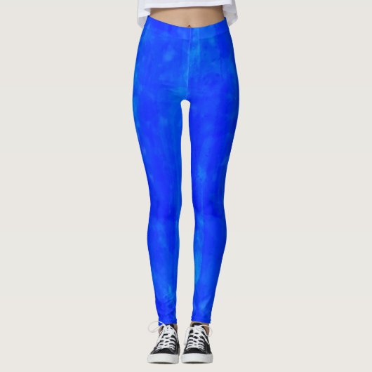 Ocean Blue All-Over Waterverf Paint Leggings (Voorkant)