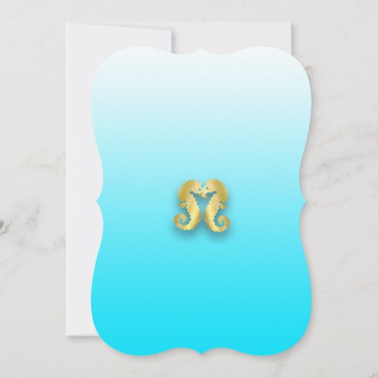 Ocean Blue Anchor Gold Wedding Uitnodiging (Achterkant)
