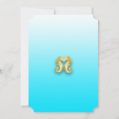 Ocean Blue Anchor Gold Wedding Uitnodiging (Achterkant)