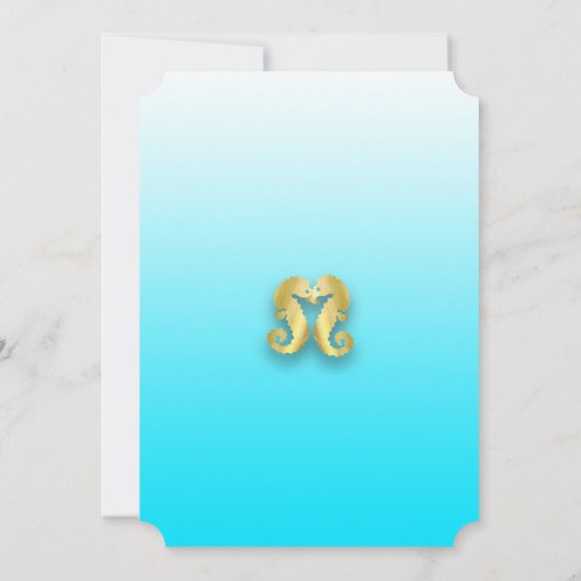 Ocean Blue Anchor Gold Wedding Uitnodiging (Achterkant)