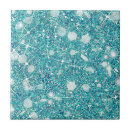 Ocean Blue Aqua Color Faux Glitter Solid Tegeltje