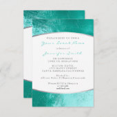 Ocean Blue Aqua Gray White Metallic Beach Kaart (Voorkant / Achterkant)