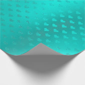 Ocean Blue Aqua Metallic Hearts Beach Wedding Cadeaupapier (Hoek)