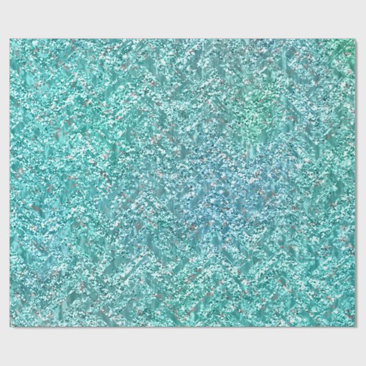 Ocean Blue Aqua Tiffany Metallic Glitter Sparkly Cadeaupapier (Vlak)