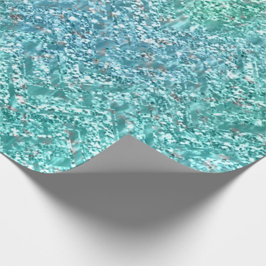 Ocean Blue Aqua Tiffany Metallic Glitter Sparkly Cadeaupapier (Hoek)