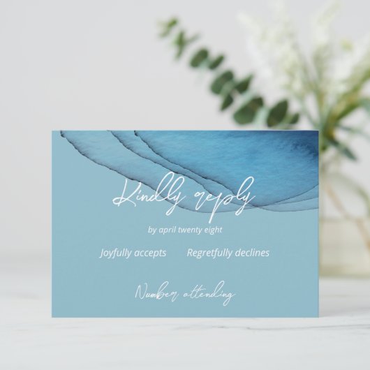 Ocean blue aquamarine RSVP kaartje (Staand voorkant)