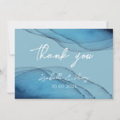Ocean blue aquamarine waterverf bedankkaart (Voorkant)