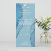 Ocean blue aquamarine waterverf Wedding Menu (Staand voorkant)