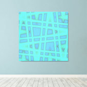 Ocean Blue Baby Blauw Modern Geometrisch Golfpatro Canvas Afdruk (Insitu (Houten vloer))